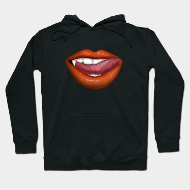 Vampire Lips - Orange Hoodie by adamzworld